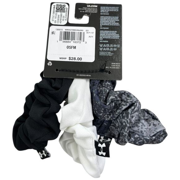 Under Armour athletic jersey logo scrunchies 100% polyester 3-pack NWT - Picture 2 of 3